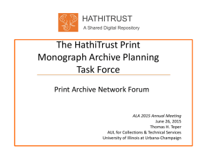 HathiTrust Shared Print Monographs Program