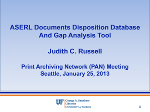 ASERL Documents Disposition Database and Gap Analysis Tool