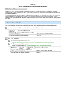 FORM tO-1  USE OF AN APPROVED DRUG IN AN UNAPPROVED MANNER