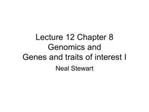 Lecture 12 Chapter 8 Genomics and Genes and traits of interest I