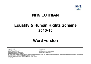 NHS Lothian Equality & Human Rights Scheme 2010-13 Word version