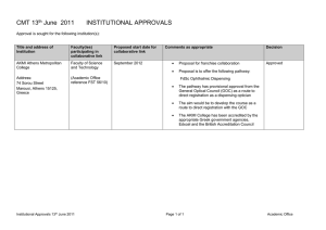 CMT 13 June  2011 INSTITUTIONAL APPROVALS th