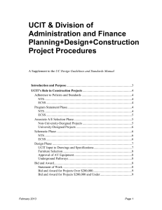 UCIT Division of Administration and Finance Planning, Design, Construction Project Procedures