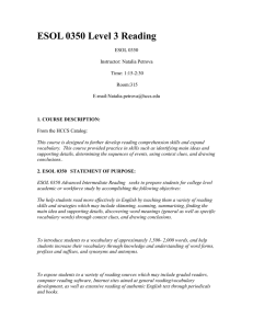 ESOL 0350 Level 3 Reading, Spring 2011.doc