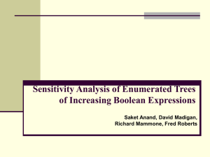 Sensitivity Analysis of Enumerated Trees of Increasing Boolean Expressions