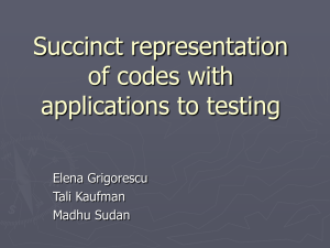 Succinct representation of codes with applications to testing