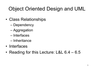 Object Oriented Design and UML • Class Relationships • Interfaces