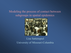 Modeling the process of contact between subgroups in spatial epidemics