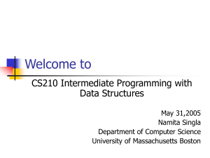 Welcome to CS210 Intermediate Programming with Data Structures May 31,2005