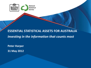 ESSENTIAL STATISTICAL ASSETS FOR AUSTRALIA Peter Harper 31 May 2012