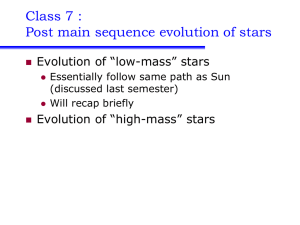Class 7 : Post main sequence evolution of stars