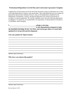 Professional Dispositions Growth Plan Template / Contractual Agreement and Rubric