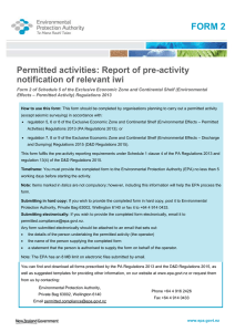 Form 2 - Permitted activities: Report of pre-activity notification of relevant iwi