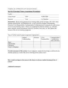 Service-Learning Assessment Rubric Worksheet