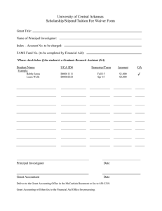 Grant Funded Scholarship/Stipend/Fee Waiver Form
