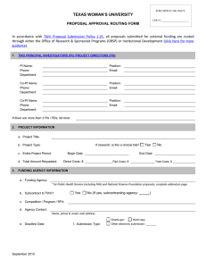 TEXAS WOMAN’S UNIVERSITY  PROPOSAL APPROVAL ROUTING FORM In  accordance  with