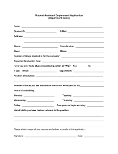 Student Assistant Employment Application {Department Name}  _______________________________________________________________