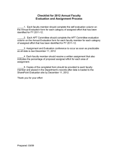 Checklist for 2012 Annual Faculty Evaluation and Assignment Process