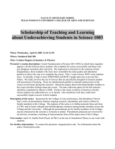 Scholarship of Teaching and Learning About Underachieving Students in Science 1003