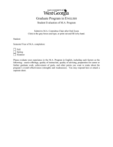 Graduate Program in E  NGLISH Student Evaluation of M.A. Program