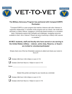 VET-TO-VET The Military Advocacy Program has partnered with CompeerCORPS Rochester: “