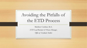 Avoiding the Pitfalls of the ETD Process
