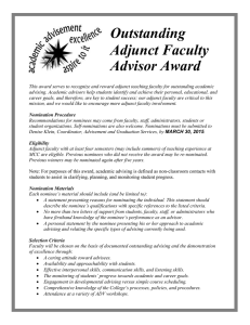 Outstanding Adjunct Faculty Advisor Award