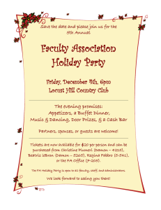 Faculty Association Holiday Party Friday, December 4th, 6pm Locust Hill Country Club