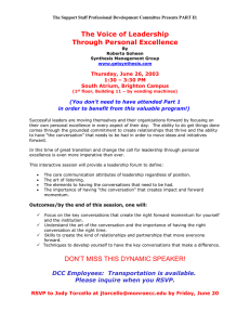 The Voice of Leadership Through Personal Excellence  Thursday, June 26, 2003