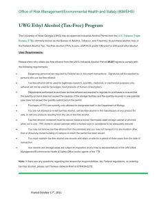 UWG Ethyl Alcohol (Tax-Free) Program