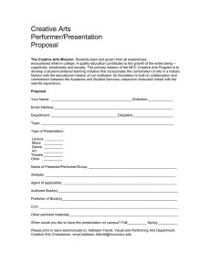 Creative Arts Performer/Presentation Proposal