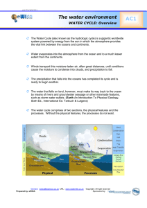 AC1  The water environment WATER CYCLE: Overview