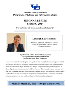 SEMINAR SERIES SPRING 2014  Department of Library and Information Studies
