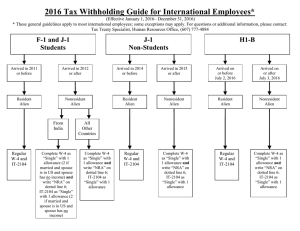 2016 Tax Withholding Guide for International Employees*
