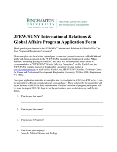 JFEW/SUNY International Relations &amp; Global Affairs Program Application Form