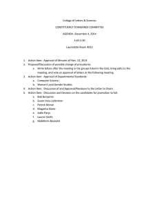 College of Letters &amp; Sciences CONSTITUENCY STANDARDS COMMITTEE AGENDA –December 4, 2014 3:45-5:30