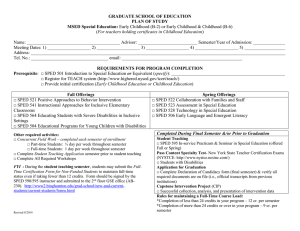 Plan of Study Form for the Special Education Grades B-2 or B-6 MSEd Program