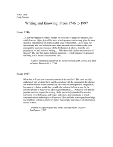 Writing and Knowing: From 1746 to 1997 From 1746…