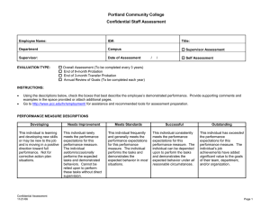 Portland Community College Confidential Staff Assessment  