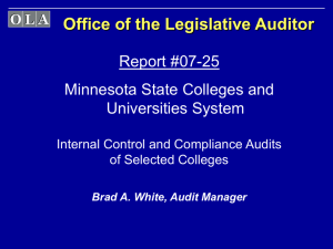 Office of the Legislative Auditor presentation to the Audit Committee