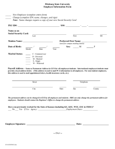Pittsburg State University Employee Information Form  Note: