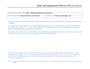Multi-Year Assessment Plan for CTE 2015-2016