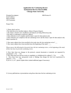 Application for Continuing Review Institutional Review Board (IRB) Chicago State University