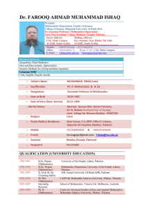 CV of Dr. Farooq Ahmad Muhammad Gujar