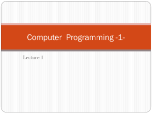 Computer  Programming -1- Lecture 1