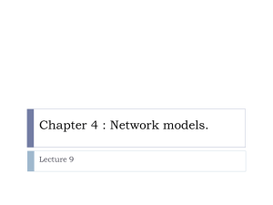 Chapter 4 : Network models. Lecture 9