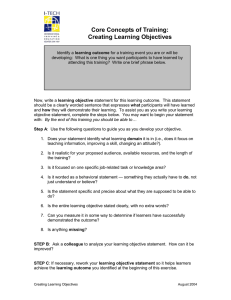 Core Concepts of Training: Creating Learning Objectives