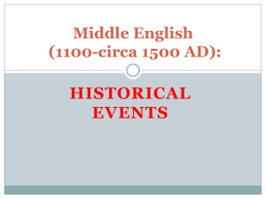 HISTORICAL EVENTS Middle English (1100-circa 1500 AD):