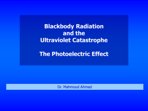 Blackbody Radiation and the Ultraviolet Catastrophe The Photoelectric Effect