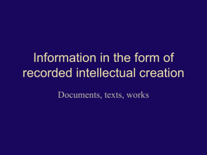 Lecture: Documents, texts, works